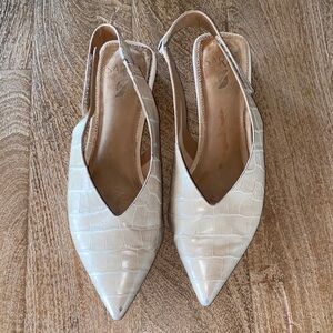 Croc print sarto sling backs